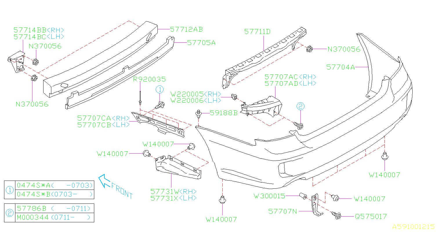 Subaru Legacy Bumper Corner Cover (Left, Rear). Cover Bumper, Side ...