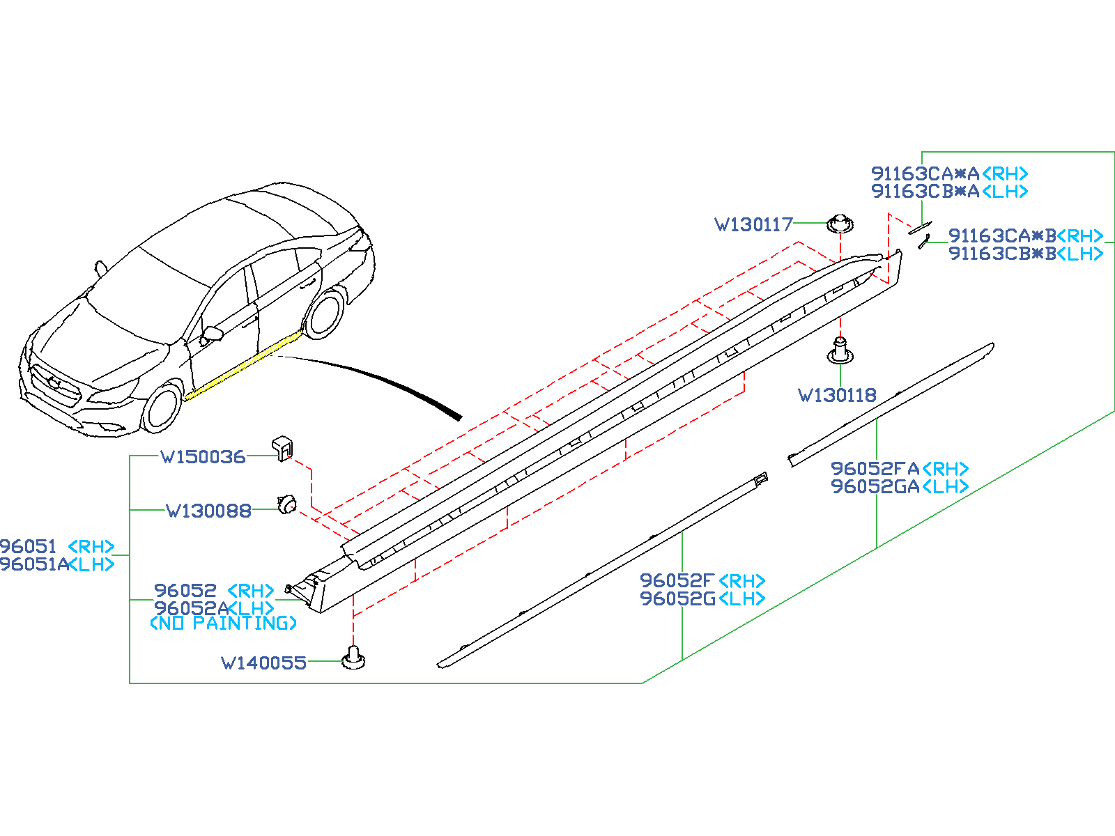 Subaru Legacy Rocker Panel Guard (Left, Front) - 96052AL050NN ...